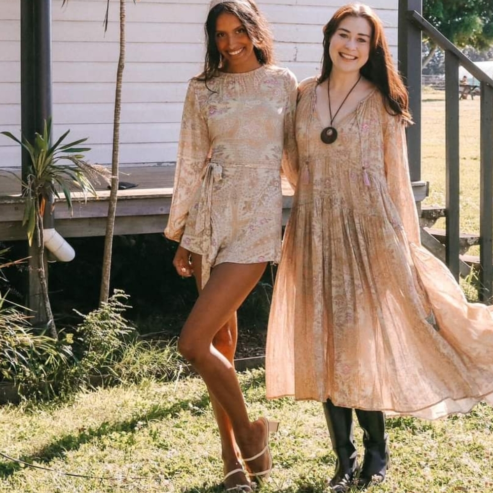 Spell Beige Floral Jumpsuit/Romper Set